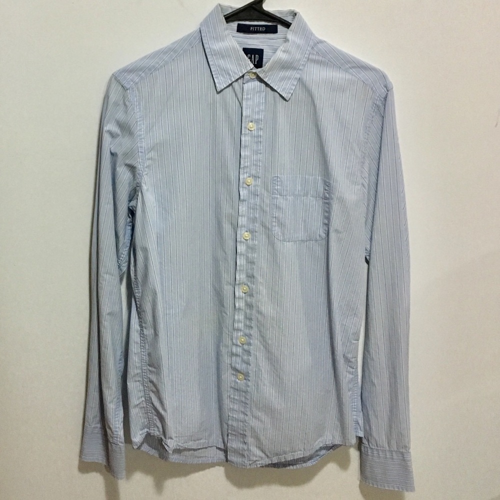 Gap Long Sleeve Casual Button Up Fitted Striped Shirt Blue Men's Size XS X-Small
